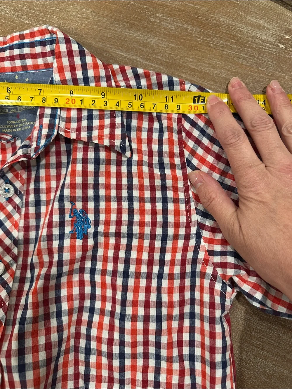 U.S. Polo Assn. Boys Size 4 Plaid Button Down Shirt Long Sleeve Red Navy